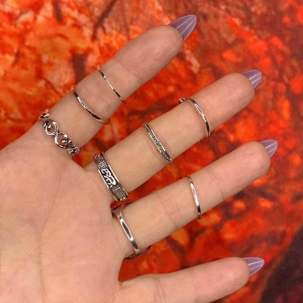 3/$10 NEW Boho Style Rings & MIDI Rings Design Mix / silver tone Bundle NWOT - Picture 6 of 7